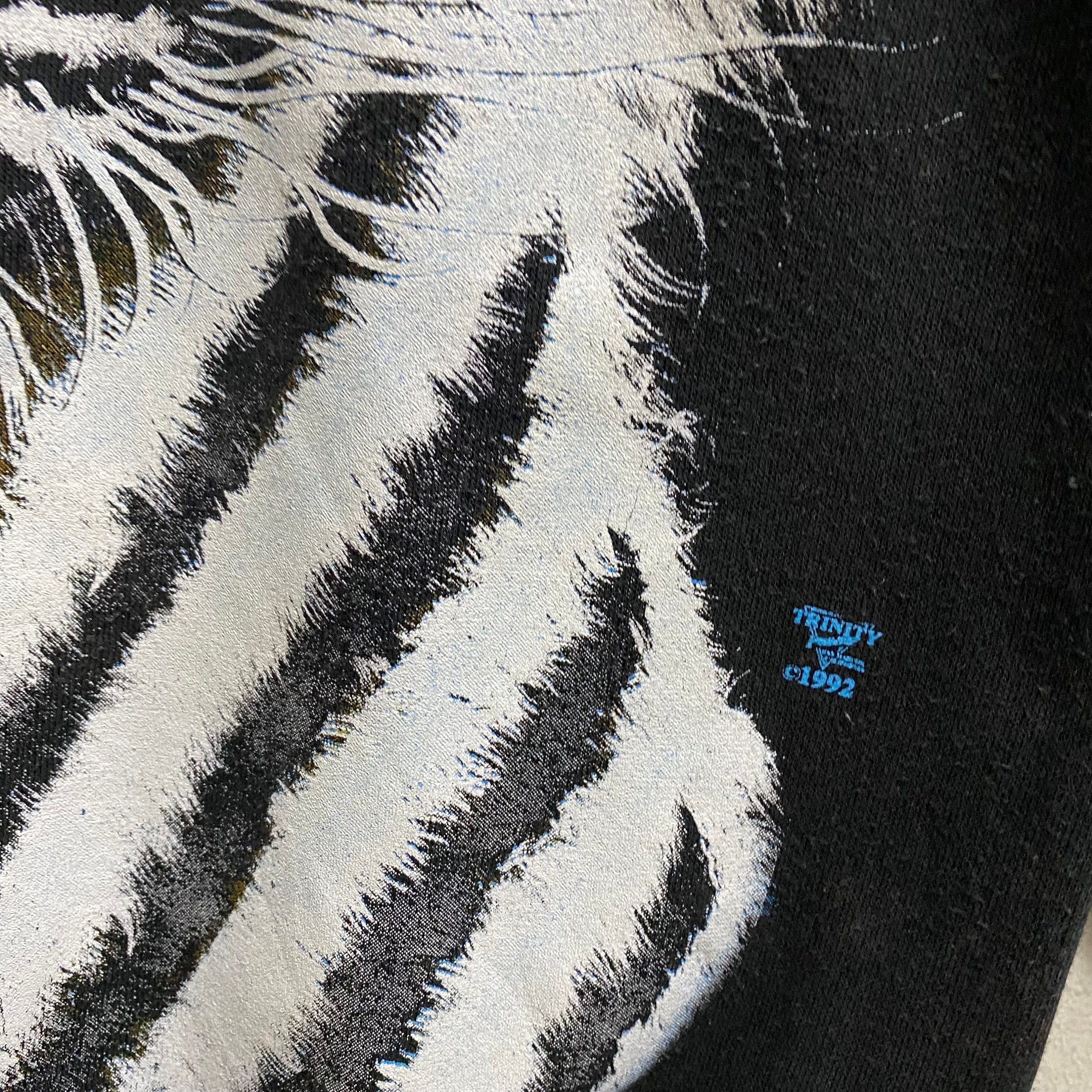 Vintage 90s White Tigers Black Sweatshirt Size Large Tiger