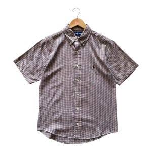 Vintage 90&#39;s Polo Ralph Lauren Checkered Flannel MEDIUM Polo Ralph Lauren Plaid Button Down Shirt Polo Pony Embroidered Logo Polo Shirt