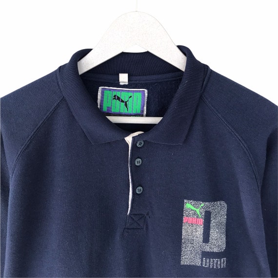 Vintage 90s Puma Sportswear Navy Sweatshirt Size … - image 2