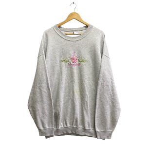 Vintage Grandma Soft Grey Baggy Sweatshirt XLarge Grandma Crewneck Grandma Flower Sweater Pullover Embroidered Logo Grandma Jumper