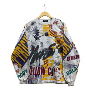 Vintage 90&#39;s Nice Shoot Football Games Sweatshirt MEDIUM Soccer Crewneck Football Sweater Pullover Streetwear Fullprint Logo Soccer Jumper