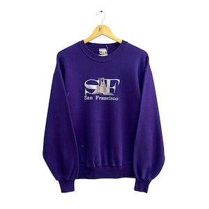 Vintage San Francisco Unisex Purple Sweatshirt Medium San Francisco Crewneck San Francisco Bridge Sweater Pullover Embroidered Logo Jumper