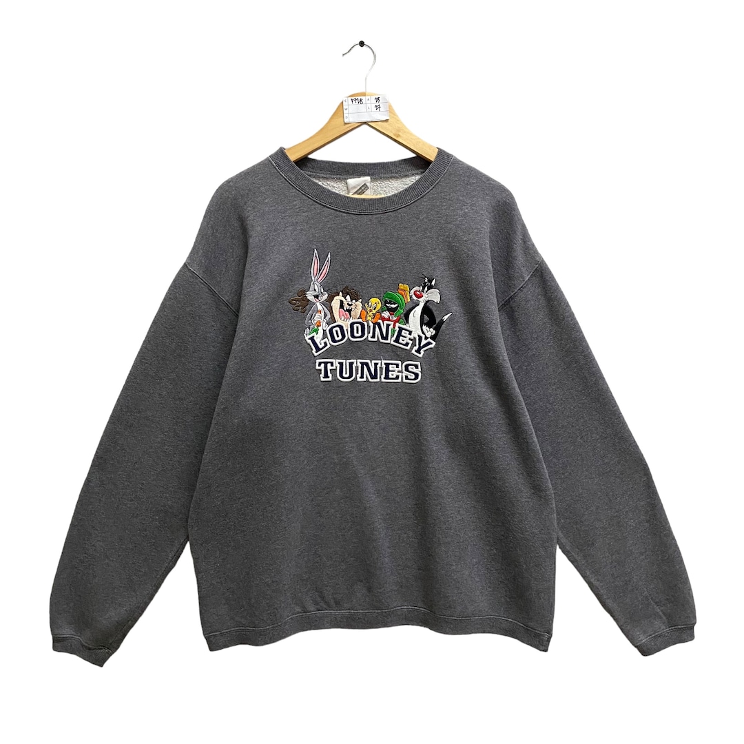 Vintage 90s Looney Tunes Grey Sweatshirt Small Cartoon Crewneck