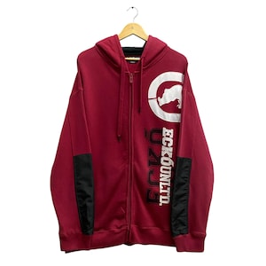 Vintage Ecko Function Unltd Red Baggy Hoodie Sweatshirt 2XLarge Ecko Unltd Crewneck Ecko Unltd Sweater Pullover Patchwork Logo Ecko Jumper