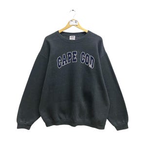 Vintage 90s Massachusetts Dark Grey Sweatshirt 2XLarge Massachusetts Crewneck Massachusetts Cape Cod Sweater Massachusetts Print Logo Jumper