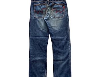 Vintage Y2K Edwin Blue Trip Blue Jeans W34 Edwin Blue Trip Zipper Fly Denim Edwin Distressed Denim Faded Wash Jeans Edwin Straight Cut Denim