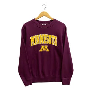 Moletom vintage da Universidade de Minnesota Golden Gophers com logo grande e bordado Y2K, tamanho P.