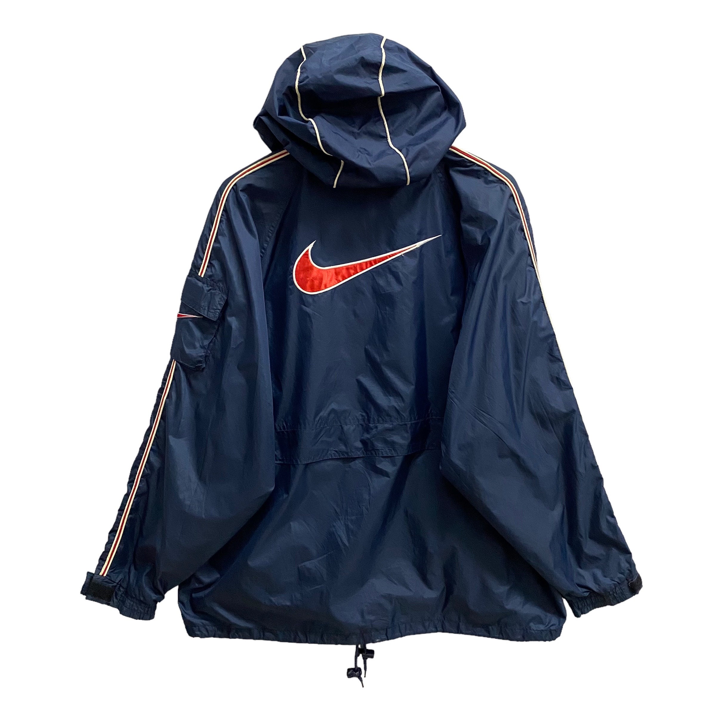 Vintage Nike Swoosh Navy Unisex Windbreaker Hoodie Large