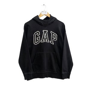 Vintage Y2K Gap Athletic Black Distressed Hoodie Sweatshirt Youth LARGE Gap Athletic Crewneck Gap Sweater Pullover Pacthes Logo Gap Jumper