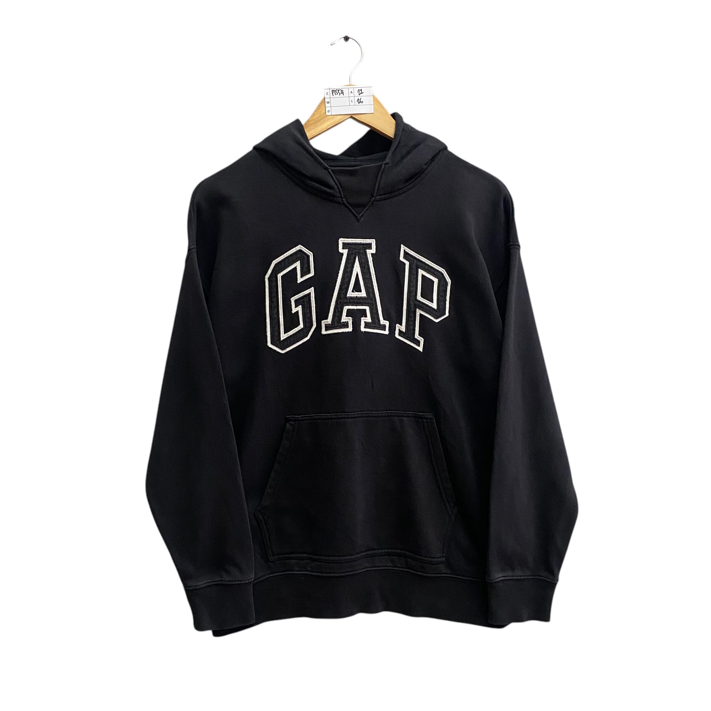 Vintage Y2K Gap Athletic Black Distressed Hoodie Sweatshirt Youth LARGE Gap Athletic Crewneck Gap Sweater Pullover Pacthes Logo Gap Jumper