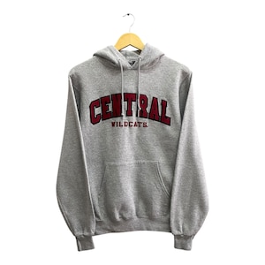 Vintage Y2k Central Wildcats Grey Hoodie SMALL Central Wildcats Crewneck Central Wildcats Sweater Pullover Embroidered Logo Central Jumper