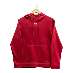Vintage Y2K Under Armour Red Croptop Hoodie MEDIUM Under Armour Crewneck Under Armour Sweater Spell Out Embroidered Logo Under Armour Jumper