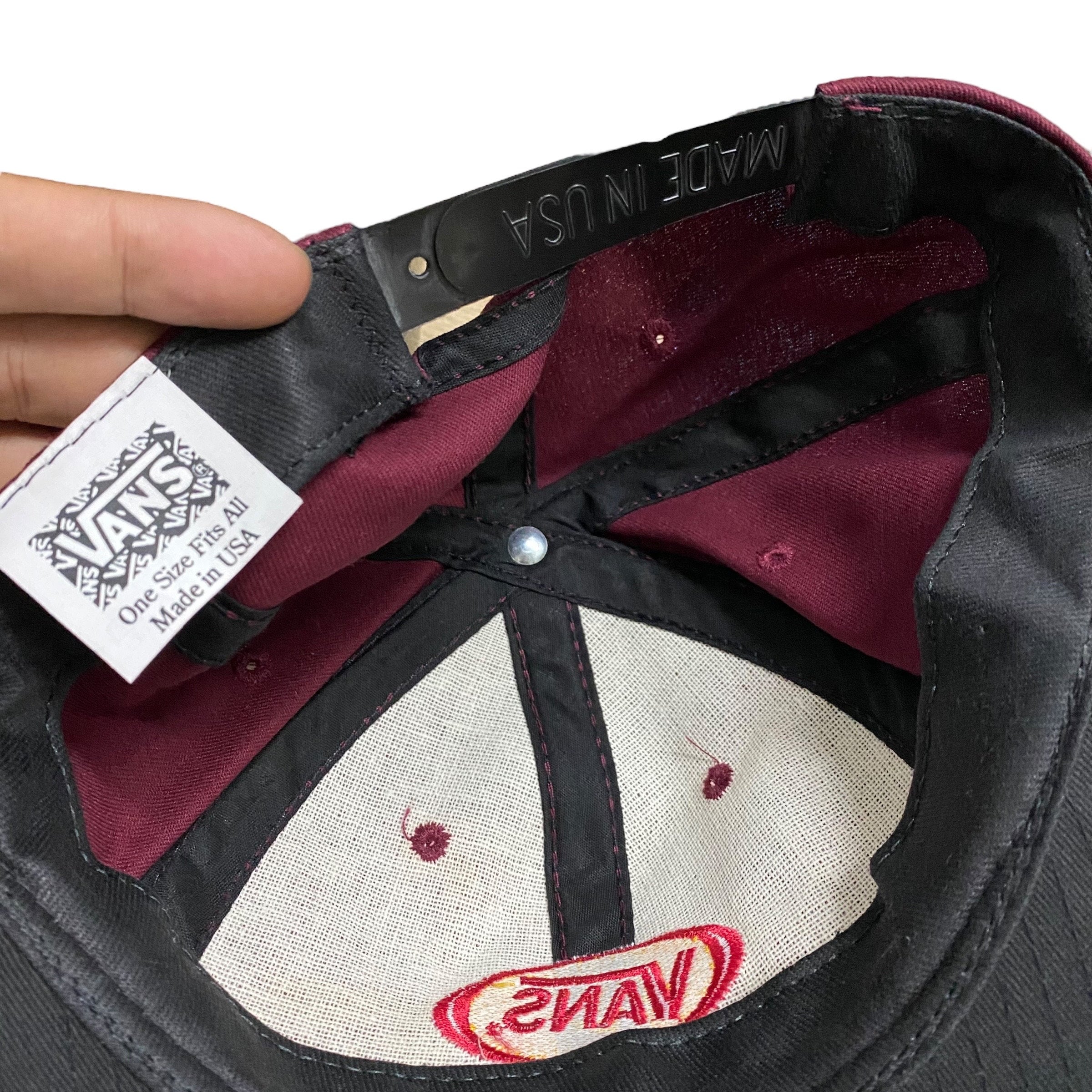 80〜90s MADE IN USA VANS キャップ Vintage 90s Vans Skateboarding Maroon Hat Vans Skater Embroidered