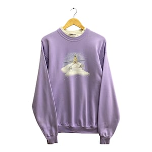 Vintage 90s Top Stich By Morning Sun Purple Sweatshirt MEDIUM Morning Sun Crewneck Morning Sun Lighthouse Sweater Pullover Print Logo Jumper