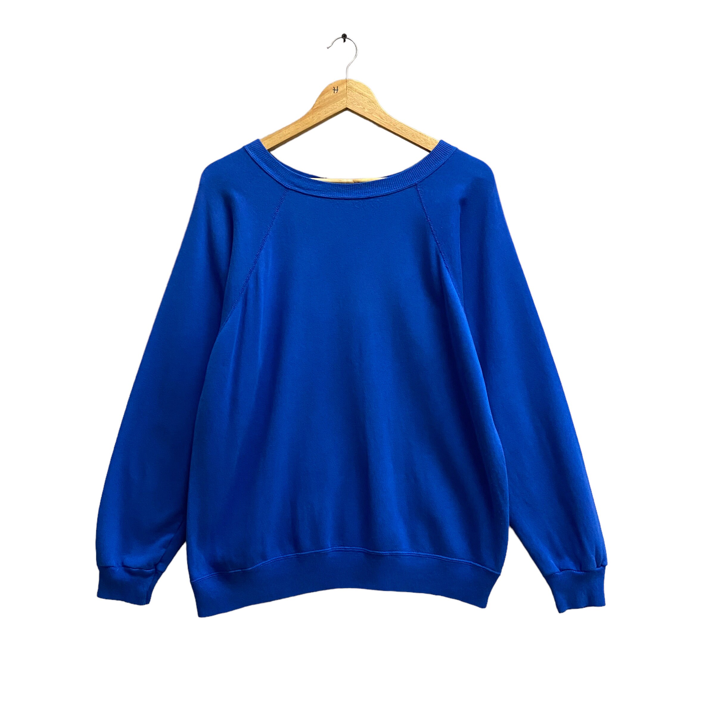 Pull Vintage Homme Robert Bruce - Laine Bleue, Col V, USA (années 90, Taille L)