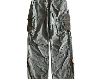 Pantalones militares utilitarios multibolsillos de estilo cargo de trapo de marca japonesa vintage Y2K w32