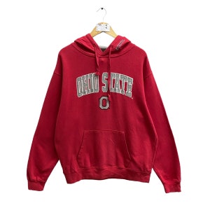 Vintage Ohio State University Red Hoodie Large Ohio State Hoosiers Crewneck Ohio State Sweater Ohio State Buckeyes Embroidered Logo Jumper