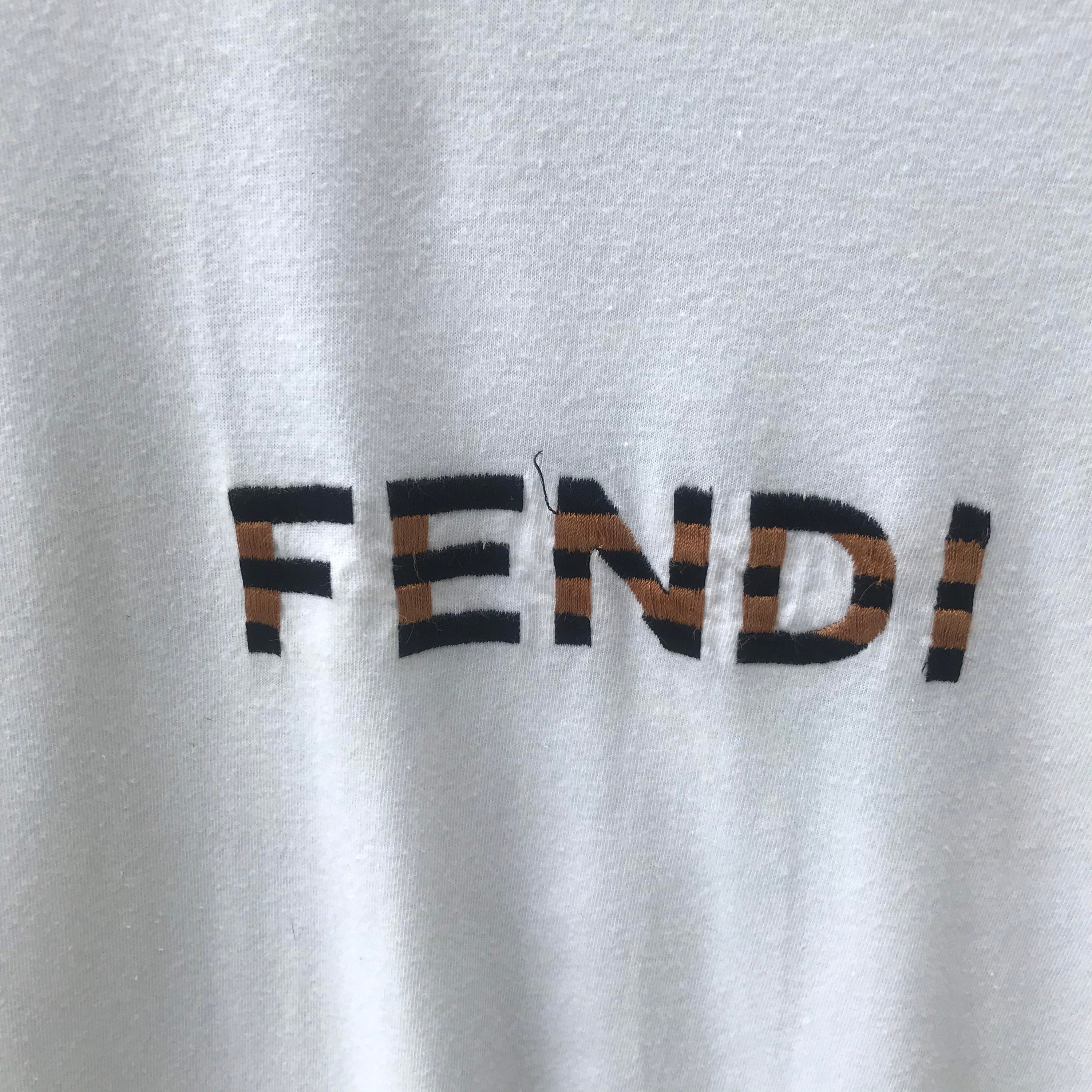 Vintage Fend Spellout Embeoidered Logo Striped Tshirt Crewneck - Etsy