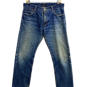 Vintage 90s Beams Japan Blue Jeans Size 32 Non Selvedge Beams Zipper Fly Distressed Faded Wash Straightcut