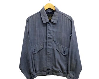 Vintage 90's Gianni Valentino Italy Harrington Jacket MEDIUM Gianni Valentino Italy Blue Zipper Coat Jacket Casual Men Work Jacket Gianni