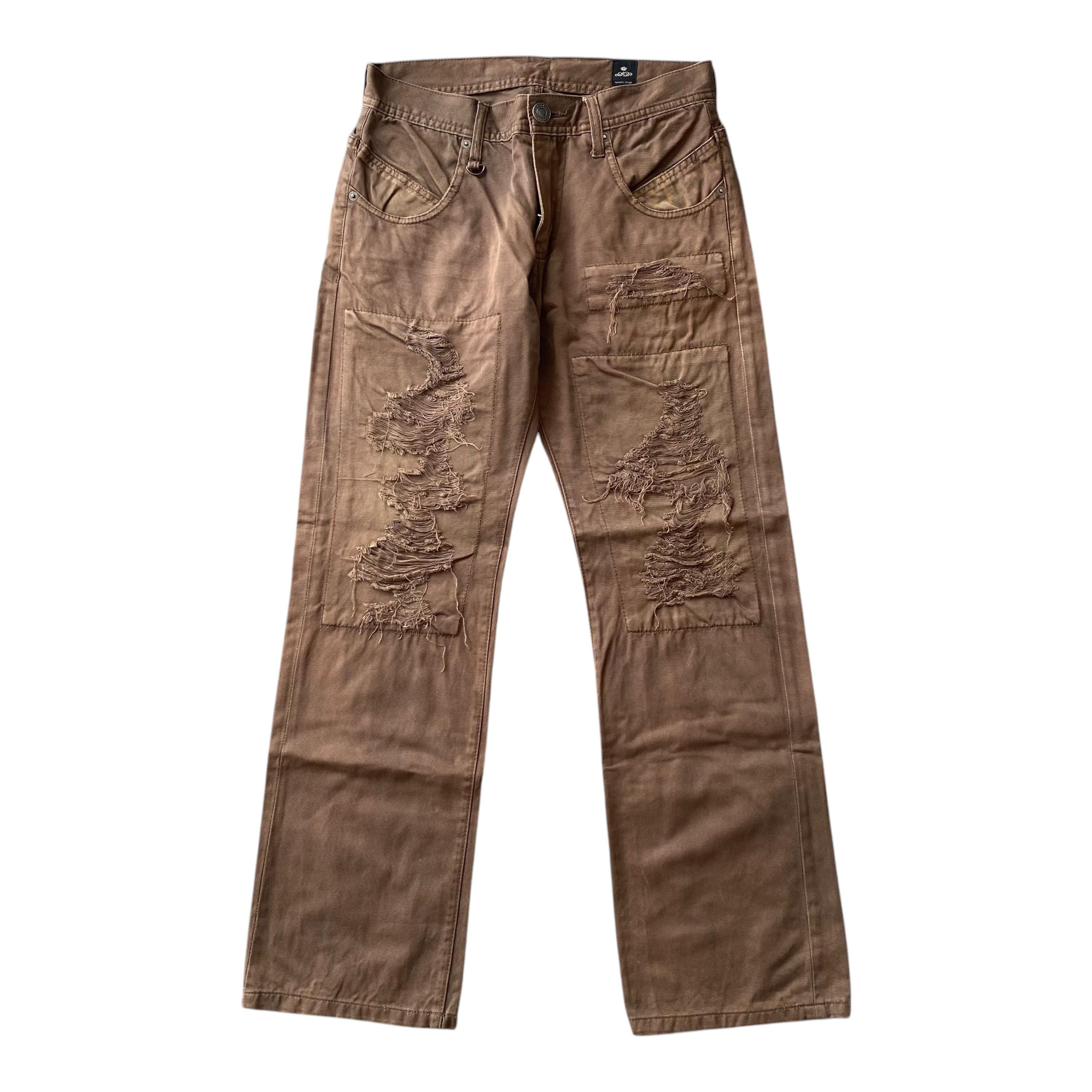 パンツ y2k Japaneselabel archive semanticdesign Vintage Y2K Japanese Brand Semantic Design Distressed Pants W29 - Etsy