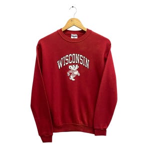 Vintage University Wisconsin Kids XLarge Sweatshirt University Wisconsin Crewneck Wisconsin Sweater Pullover Wisconsin Badgers Print Logo