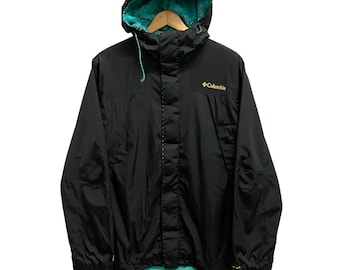 Vintage 90s Columbia Convert Ski Jacket: Green Fleece-lined Nylon
