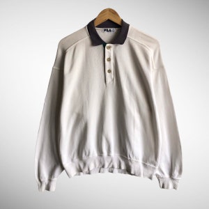 Vintage 90s Fila Biela Italia White Sweatshirt Size Medium Fila Crewneck Fila Biella Italia Sweater Pullover Blank Collar Fila Italia Jumper