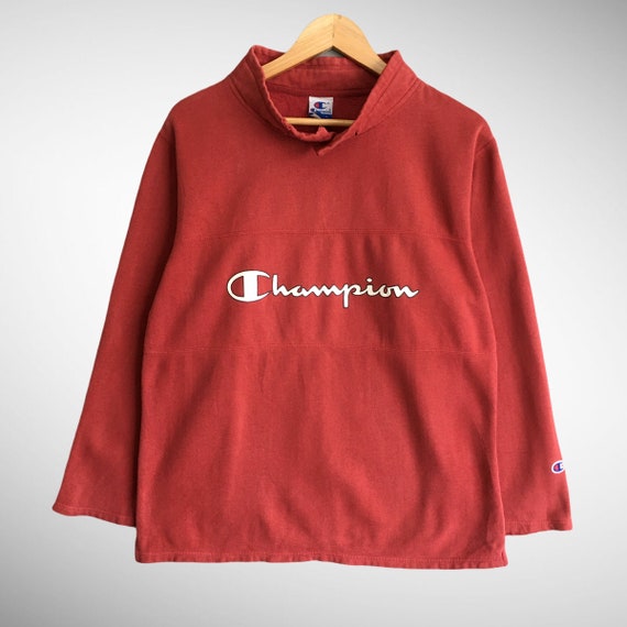 Champion Reverse Weave Spellout Logo Maroon Hoodie Size M