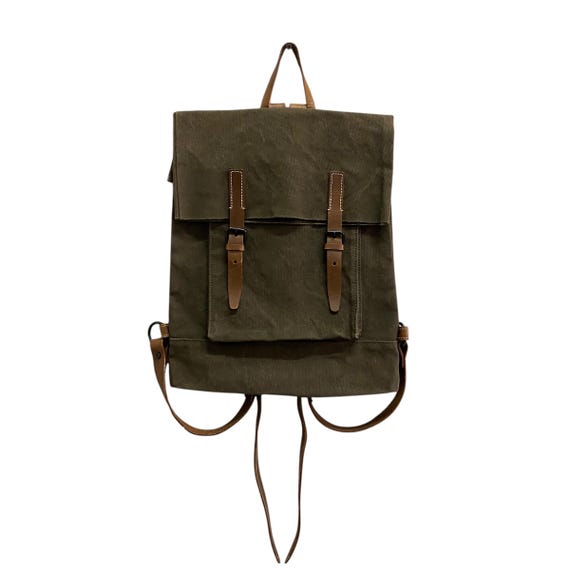 Vintage Baggy Port Japanese Brand Backpack Army Style Bag Leather