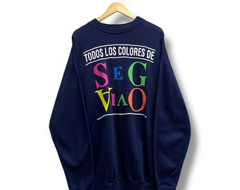 Vintage 90's Todos Los Colares Mexico Segiavo Navy Sweatshirt Baggy XXLARGE Todos Los Crewneck Todo Los Sweater Pullover Print Logo Jumper