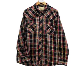 Vintage Lee Pearl Snap Button Shirt Checkered Streetwear Vintage Cowboy Style Shirt Longsleeve Western Shirt Vintage Size Large