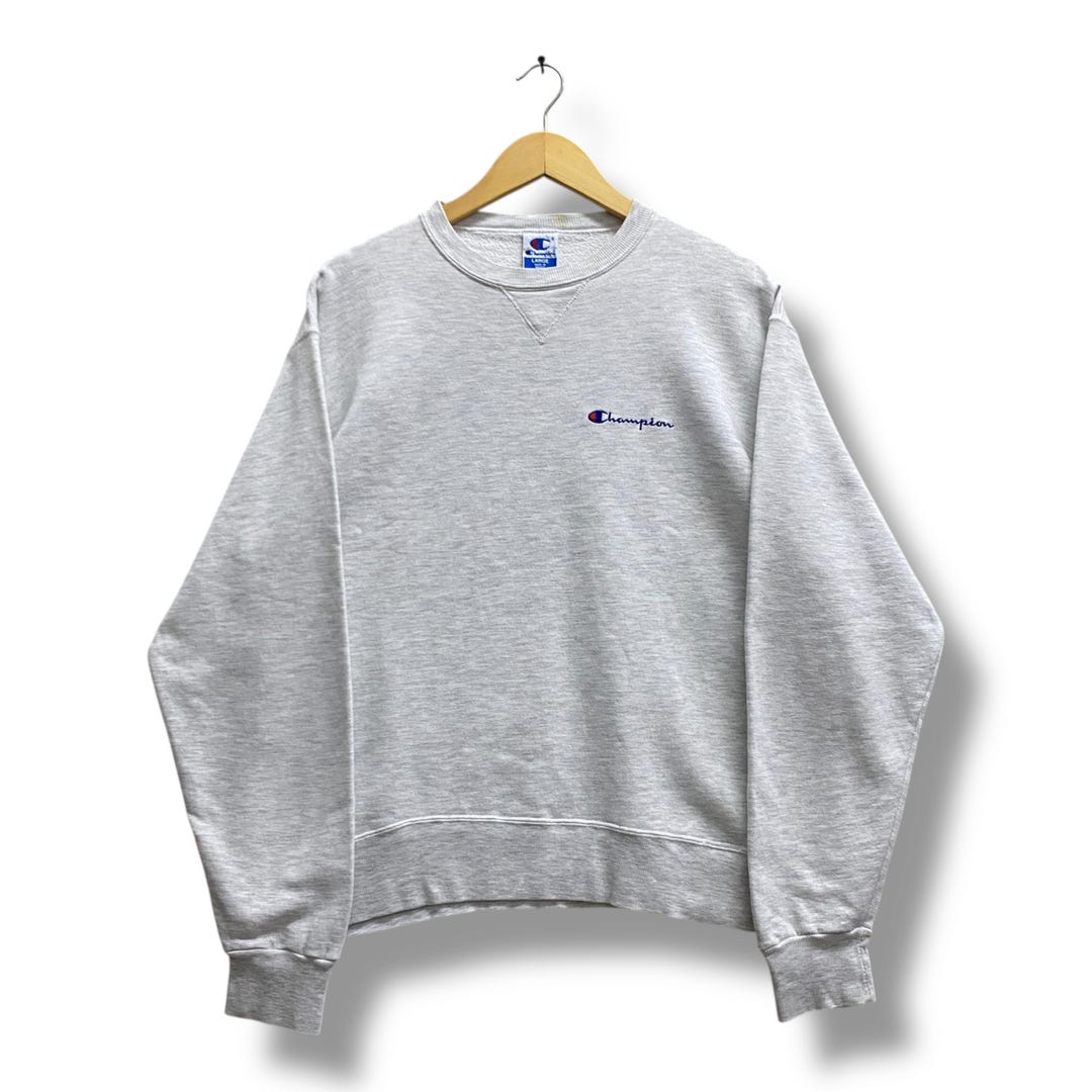 Vintage 90's Champion Grey Sweatshirt LARGE Champion Script Logo