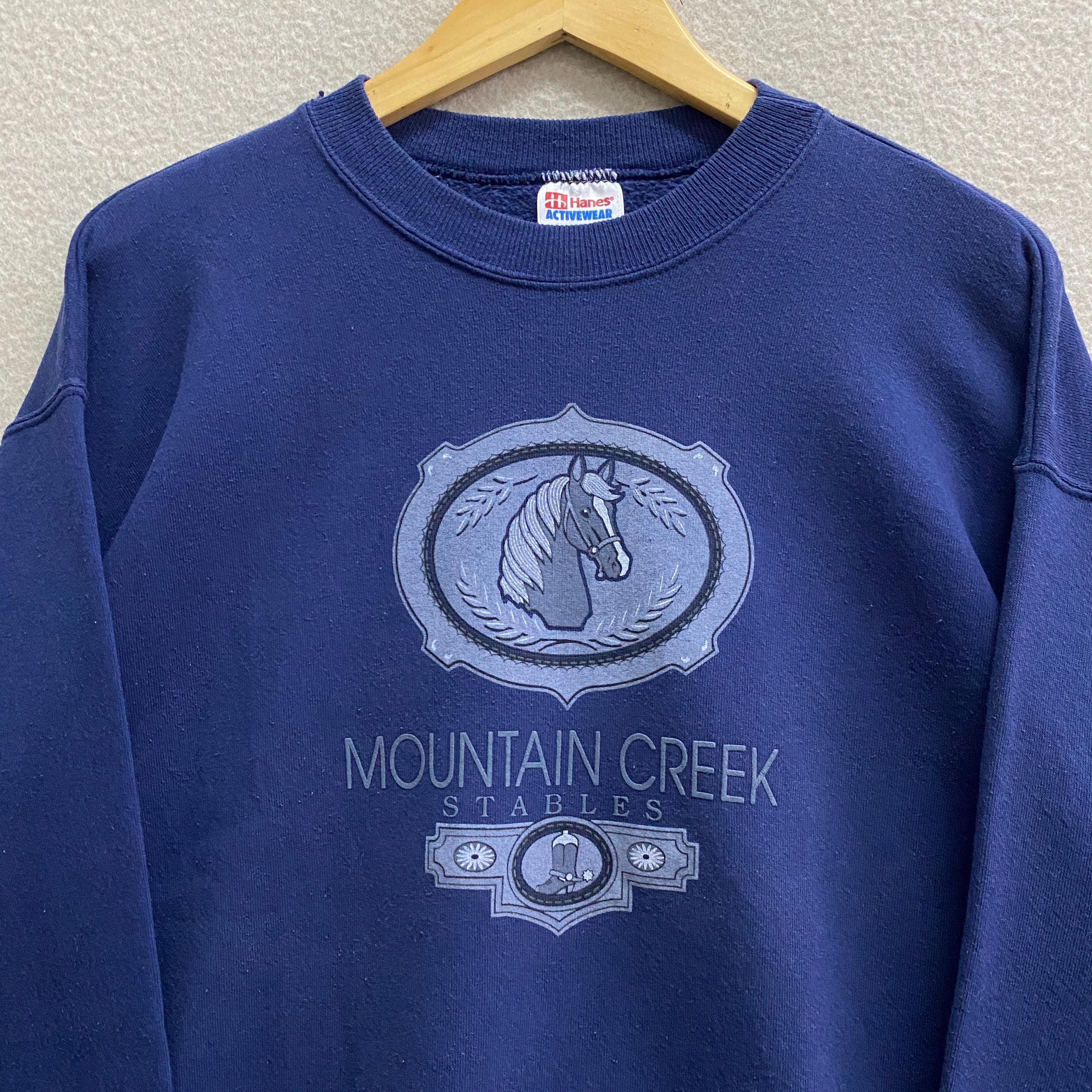 Vintage 90's Mountain Creek Stables Navy Sweatshirt LARGE Mountain