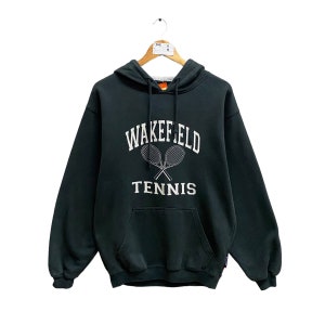 Vintage Wakefield Tennis Black Hoodie Size Medium Wakefield Tennis Crewneck Wakefield Sweater Pullover Spell Out Print Logo Wakefield Jumper