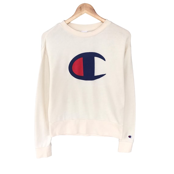 Vintage Champion White Sweatshirt Women Size Medium Champion Script Logo Champion Reverse Weave Sweater Pullover Print Logo Champion Jumper Etsy Australia