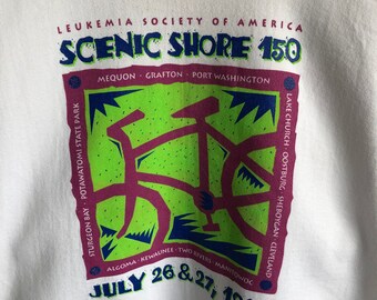 Vintage Leukemia Society Of America Biglogo Print Sweatshirt Crewneck Pullover Jumper White Sweatshirt Leukemia Society Size Large