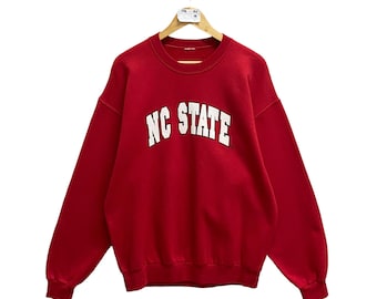 Vintage University North Carolina rood sweatshirt maat grote Carolina trui met ronde hals North Carolina trui Carolina Tar Heels Print Logo Jumper