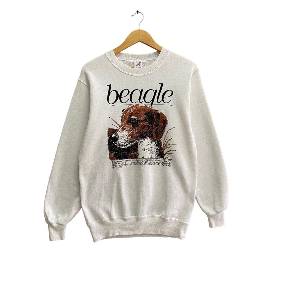 Vintage Beagle Dog Breed White Sweatshirt Size Large Beagle Crewneck