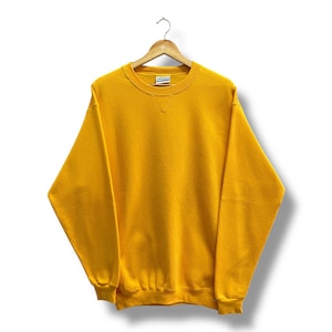 Vintage 90&#39;s Discus Athletic Blank Yellow Sweatshirt MEDIUM Discus Athletic Crewneck Discus Athletic Sweater Pullover Discus Athletic Jumper