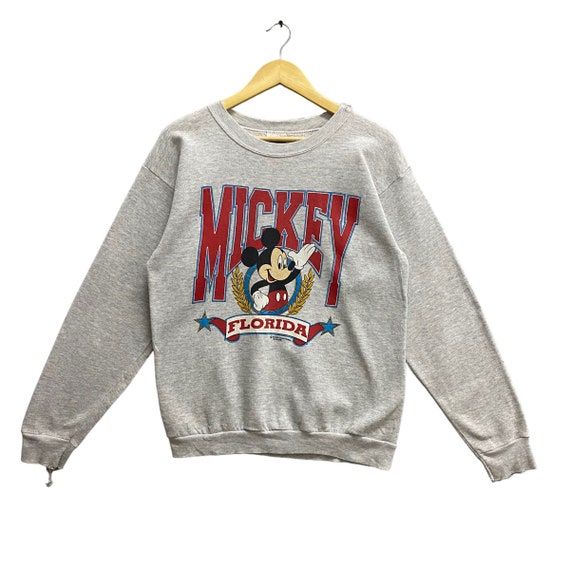 Vintage des annees 90 Mickey Florida gris sweat femme taille grand Walt Disney Company ras du cou Mickey Dingo Donald Duck dessin anime impression logo pull Etsy France