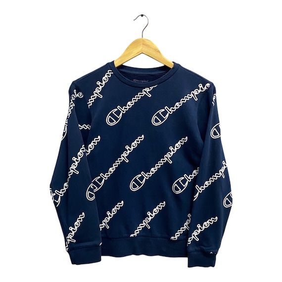 Sudadera azul vintage Y2K Champion para niños, suéter con logotipo