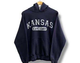 Y2K Kansas Jayhawks Hoodie: Vintage Navy Crewneck Sweatshirt