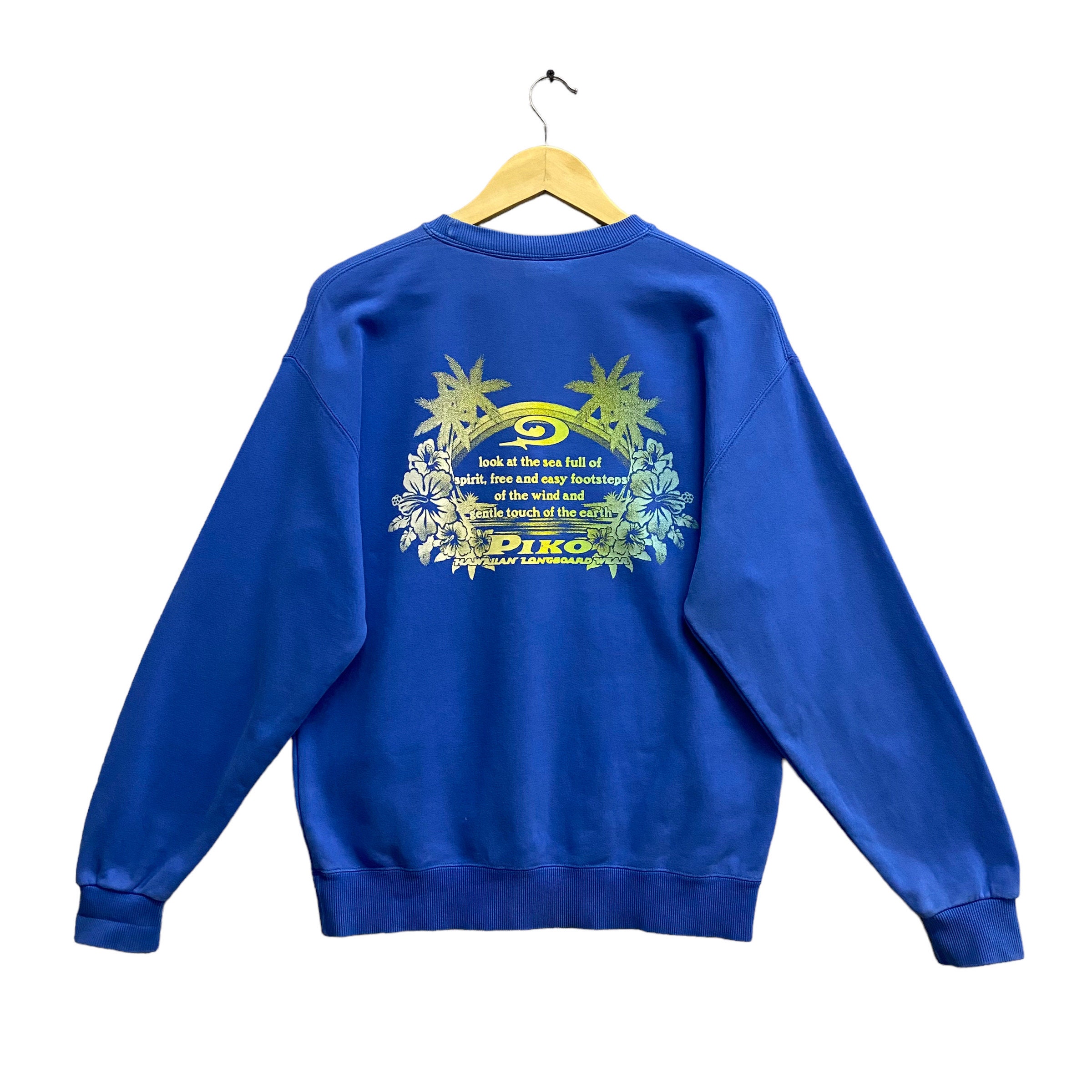 Vintage Piko Surf Blue Sweatshirt Size Medium Pipeline Ocean Wave 