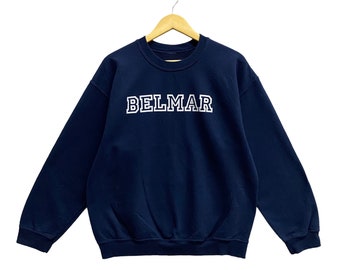 Vintage Belmar Beach New Jersey Navy Sweatshirt Size Medium Belmar Crewneck Belmar Sweater Pullover Spell Out Print Logo Belmar Beach Jumper