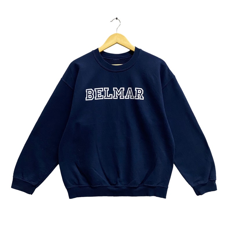Vintage Belmar Beach New Jersey Navy Sweatshirt Size Medium Belmar