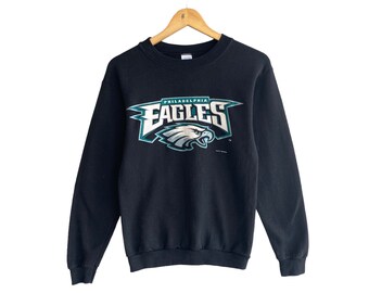 Vintage Philadelphia Eagles Black Sweatshirt Kids Large Philadelphia Eagles Crewneck Philadelphia Eagles Sweater Sportwear Nfl Print Logo