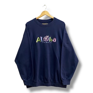 Vintage Y2K Aloha Hawaii Sweatshirt: Embroidered Logo, XLARGE