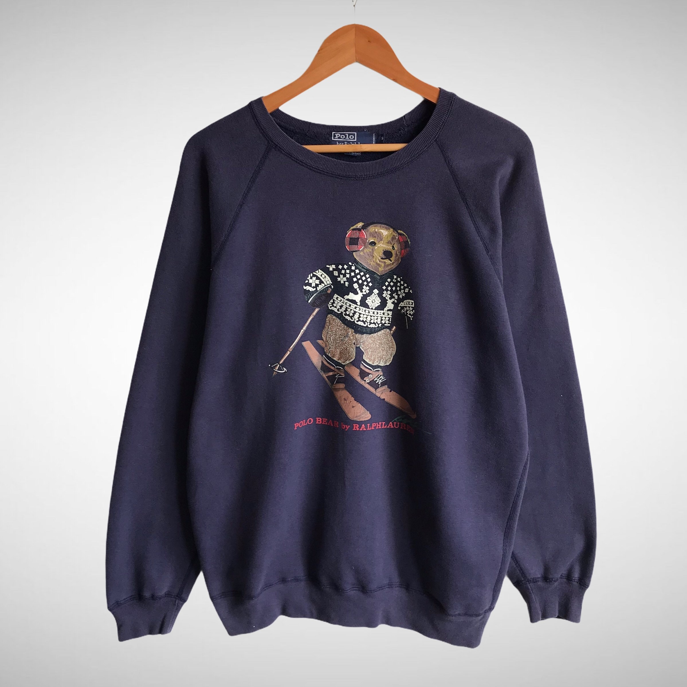 brixtonclothing Vintage 90s Polo Bear Ski Ralph Lauren Biglogo Print Sweatshirt Polo Bear Vintage 90s Navy Crewneck Sweatshirt Pullover Jumper Size Small