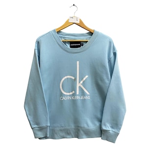 Vintage 00s Calvin Klein Blue Croptop Sweatshirt Women Xlarge Calvin Klein Crewneck Calvin Klein Sweater Pullover Print Logo Jumper